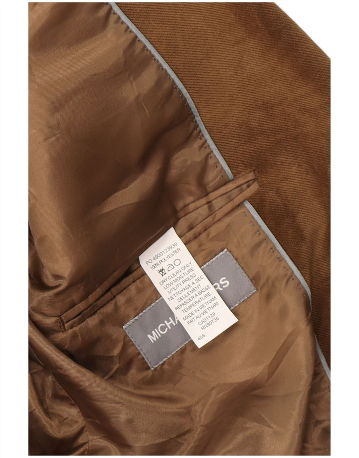 Jaqueta blazer masculina de 2 botões Michael Kors Reino Unido 40 grande poliéster marrom