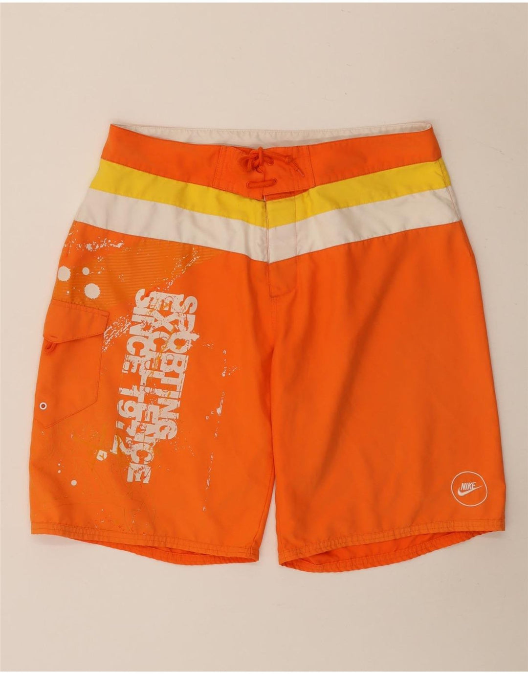 Shorts de natação masculinos Nike Graphic grande laranja colorblock poliéster