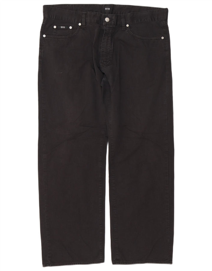 Hugo Boss Mens Straight Jeans W38 L30 Algodão Preto