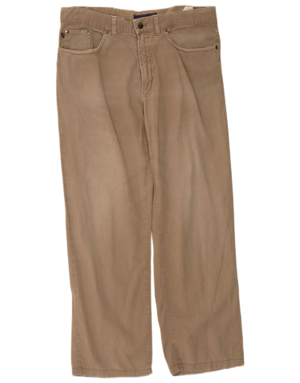 Trussardi Calça masculina reta casual W36 L29 algodão bege