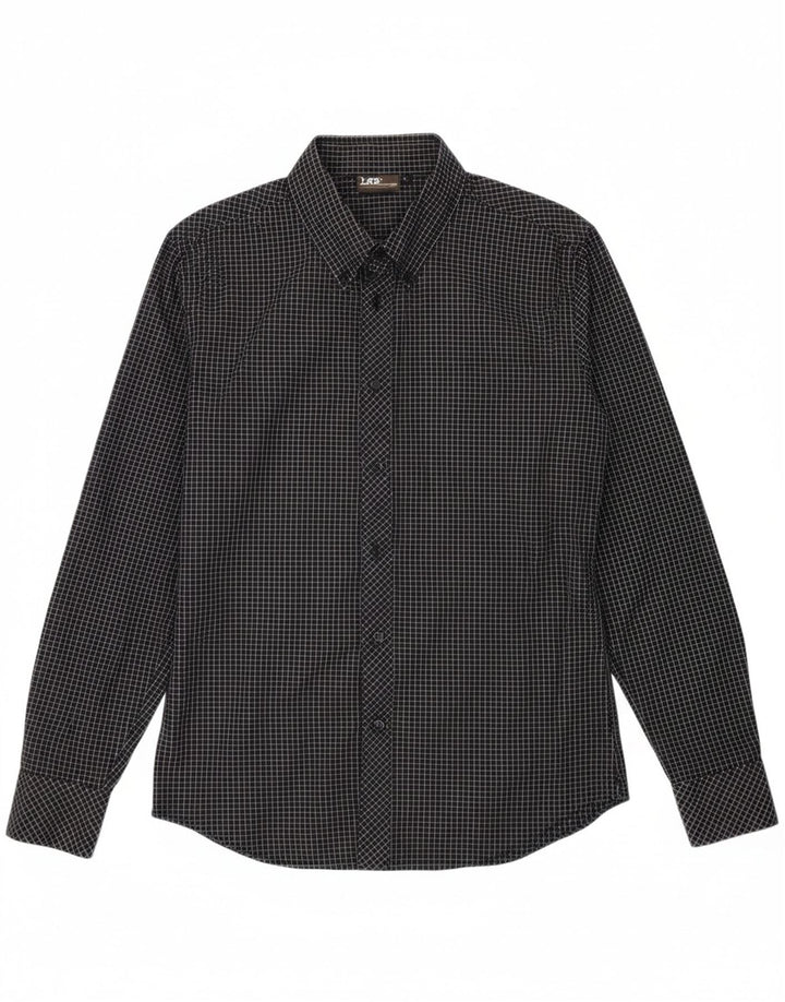 Camisa masculina LEE grande de algodão xadrez preto