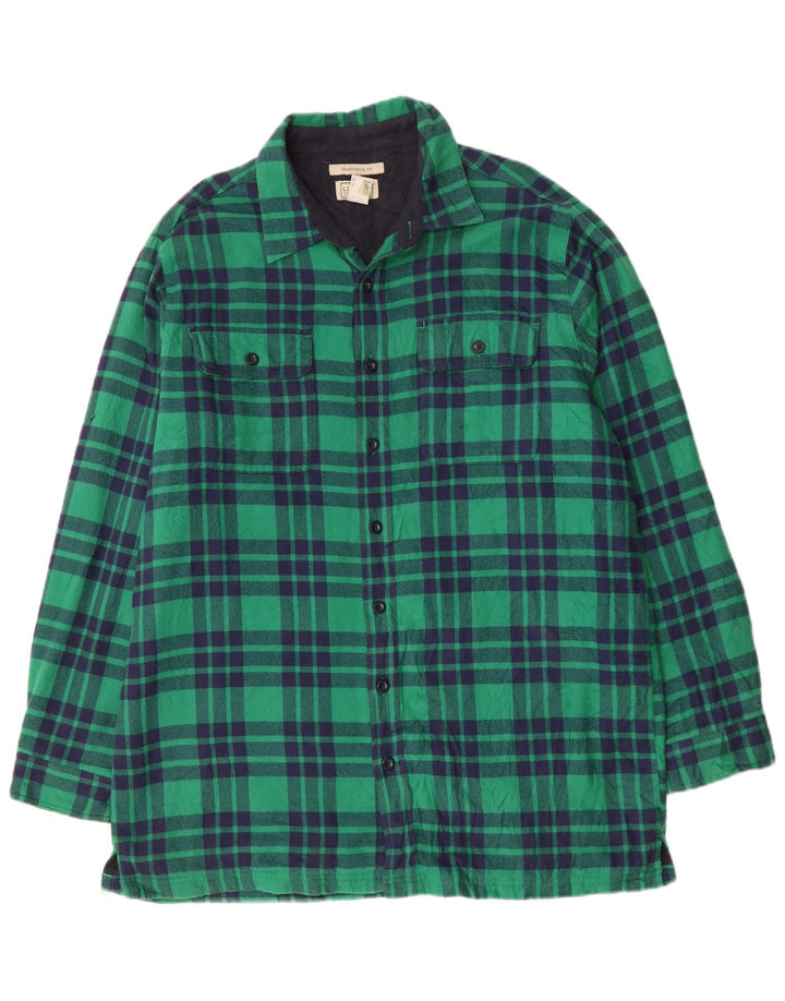 L.L.Bean Camisa masculina alta de flanela de lenhador grande algodão xadrez verde