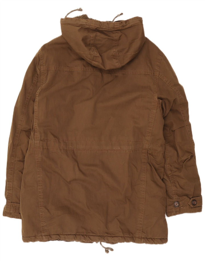 Jaqueta Parka masculina com capuz Tommy Hilfiger Reino Unido 38 algodão marrom médio