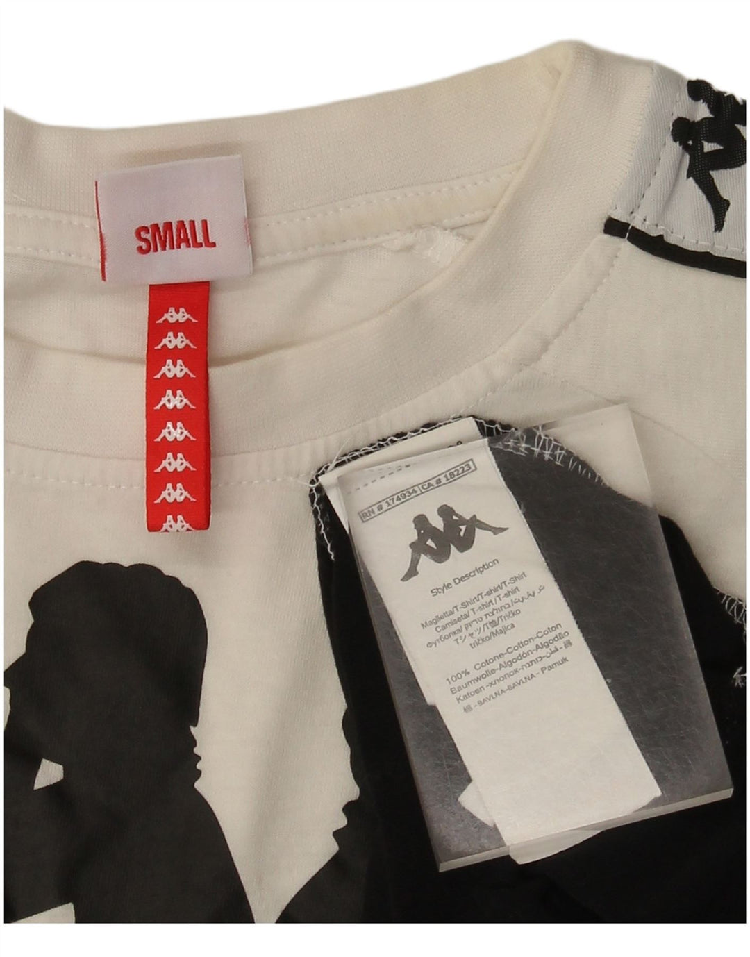 Camiseta gráfica masculina Kappa Top pequeno algodão colorblock branco