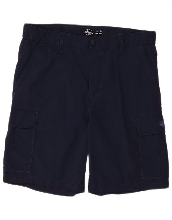 IZOD Mens Salt Water Cargo Shorts W32 Poliamida Azul Marinho Médio