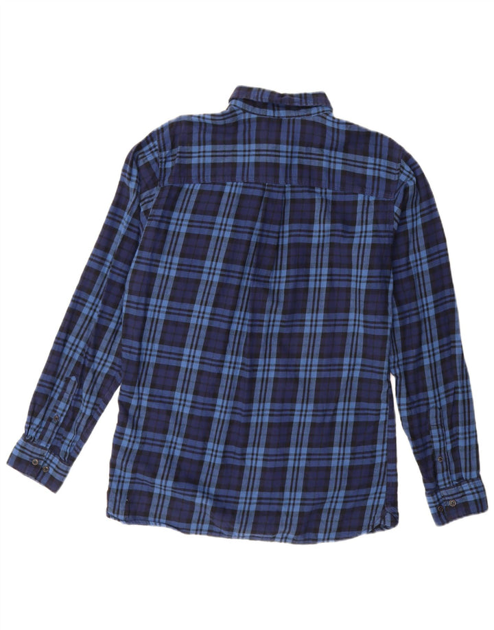 Camisa masculina de flanela JACK & JONES de algodão xadrez azul marinho médio