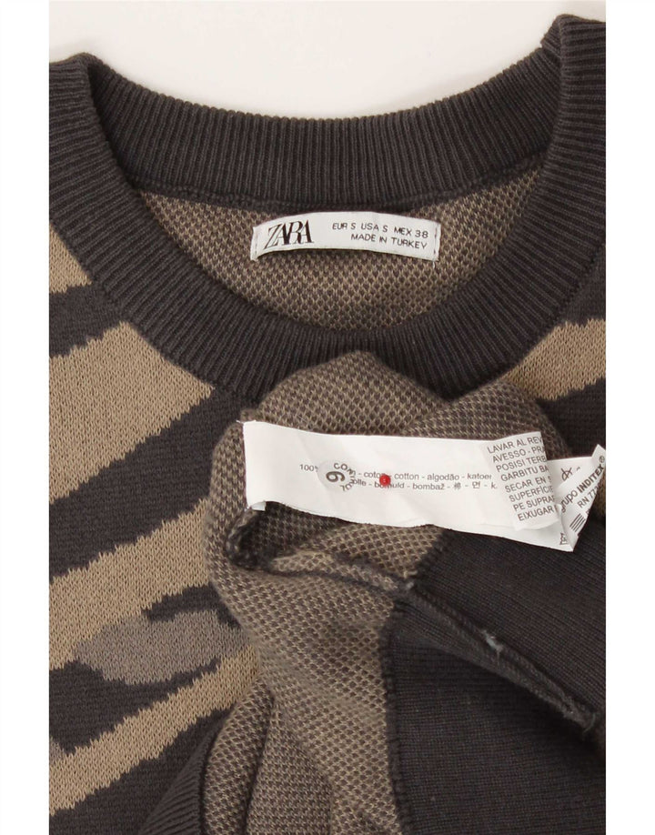 Zara Moletom Masculino Jumper Pequeno Algodão Listrado Marrom