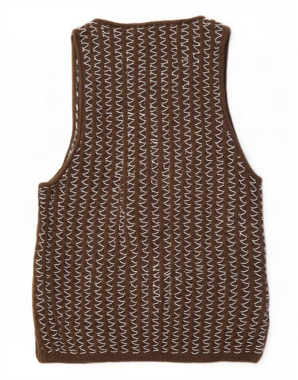 Zara Mens Colete Regata Grande Marrom Chevron Algodão