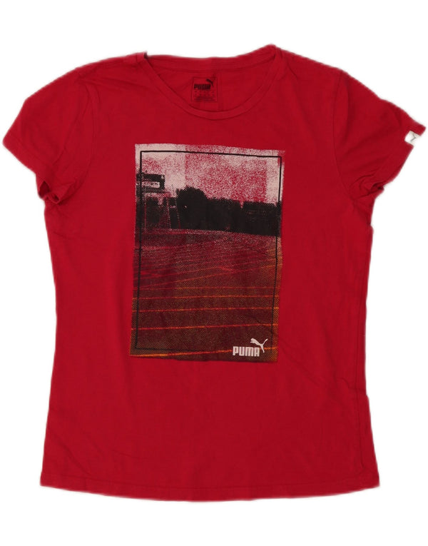 Puma Camiseta Feminina Graphic Top UK 12 Médio Vermelho