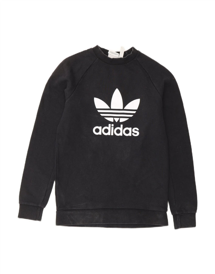 ADIDAS Mens Graphic Sweatshirt Jumper XS Preto Algodão