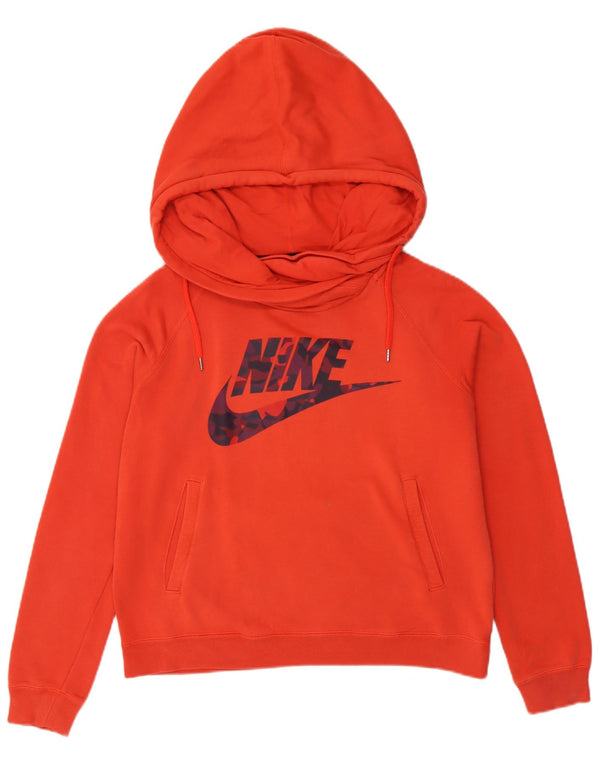 Jumper com capuz gráfico feminino Nike Loose Fit UK 14 algodão laranja médio