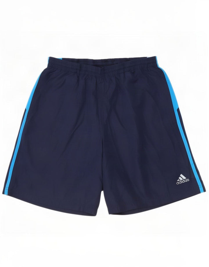 Shorts esportivos masculinos Adidas grande poliéster colorblock azul marinho