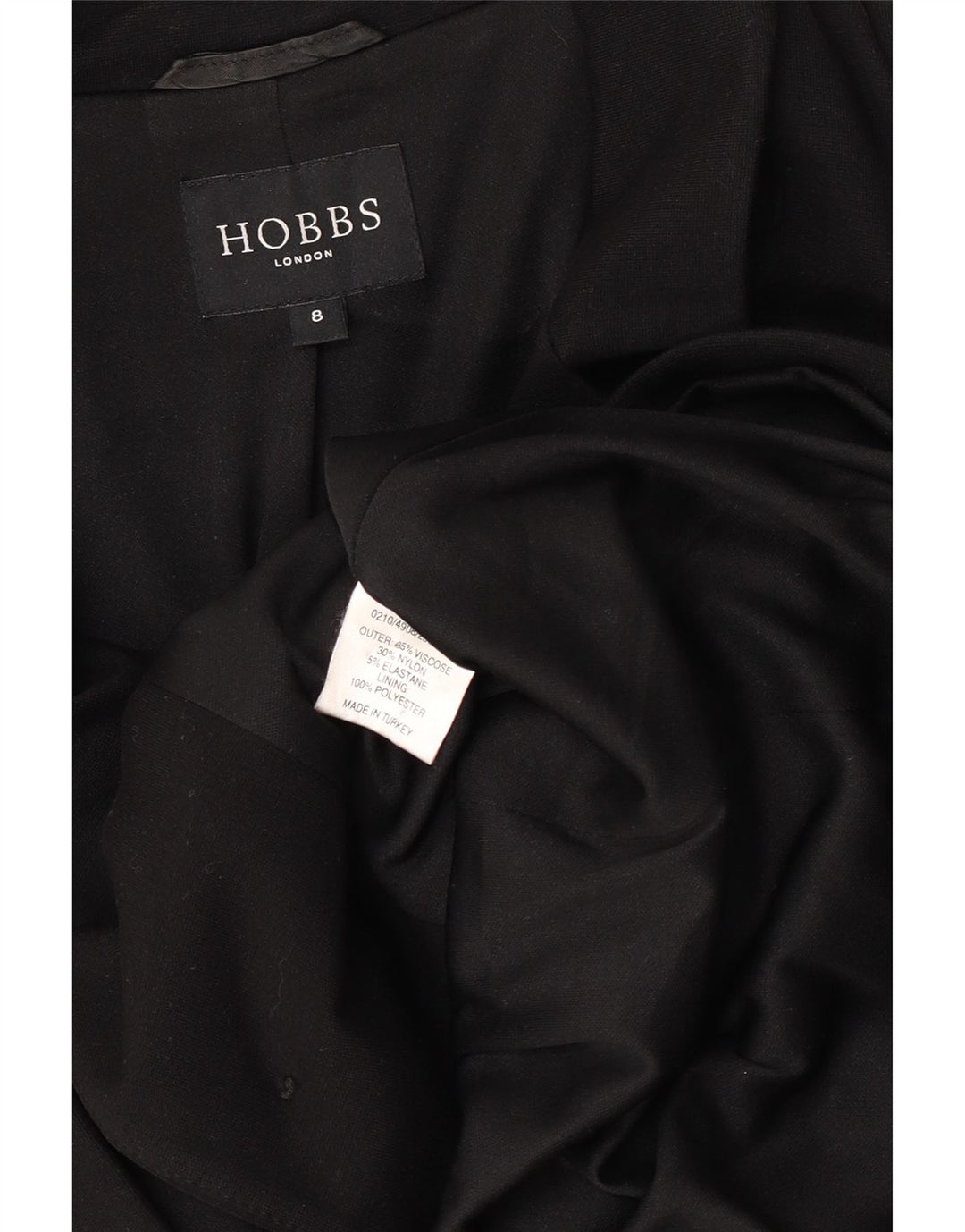 Jaqueta blazer feminina de 3 botões Hobbs Reino Unido 8 pequena viscose preta