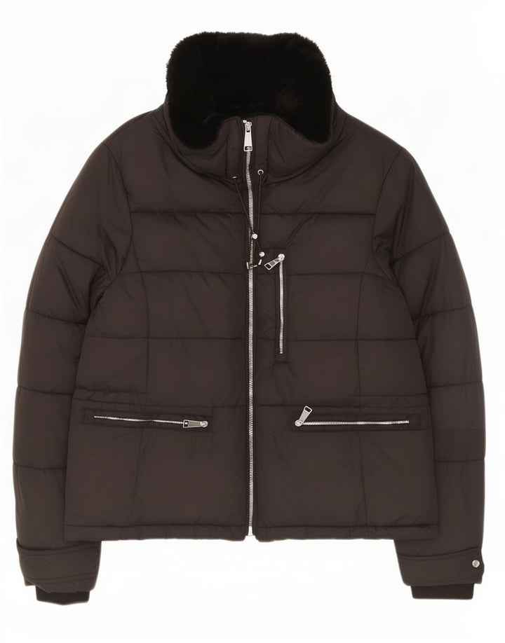 Jaqueta acolchoada feminina Zara UK 16 grande preta