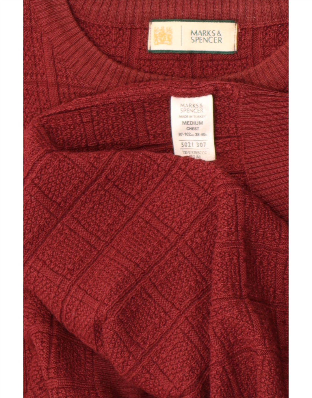 Suéter masculino Marks & Spencer com gola redonda e acrílico vermelho médio
