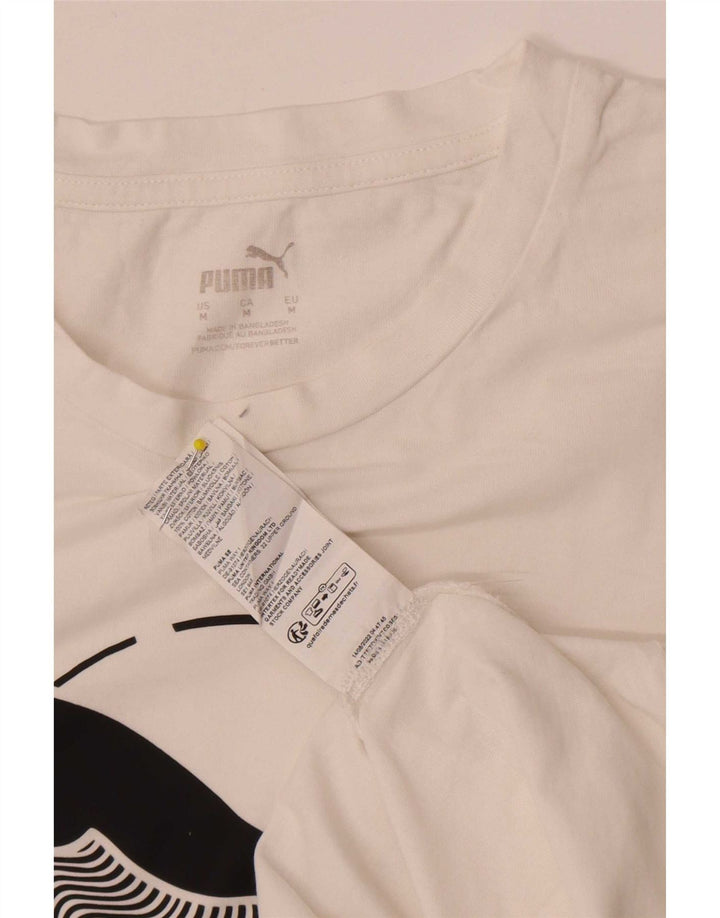Puma Mens Graphic T-Shirt Top Médio Algodão Branco