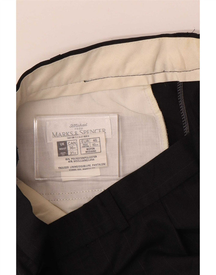 Calça masculina Marks & Spencer Pegged Suit W36 L31 azul marinho poliéster