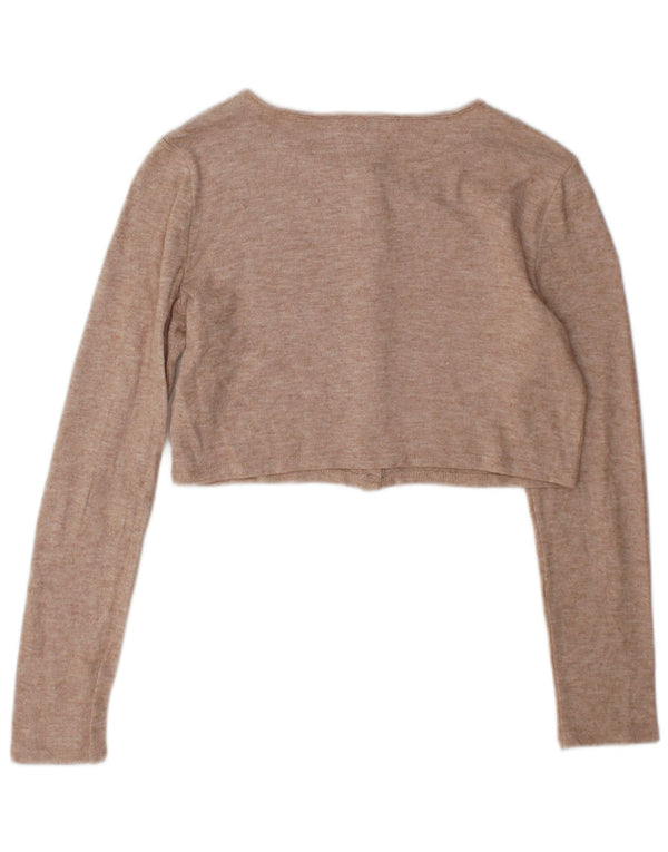 Suéter cardigã feminino Zara Reino Unido 14 viscose bege médio