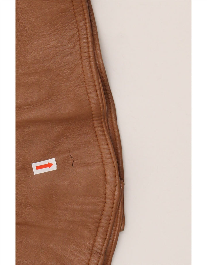 Jaqueta de couro feminina vintage Reino Unido 14 couro marrom médio