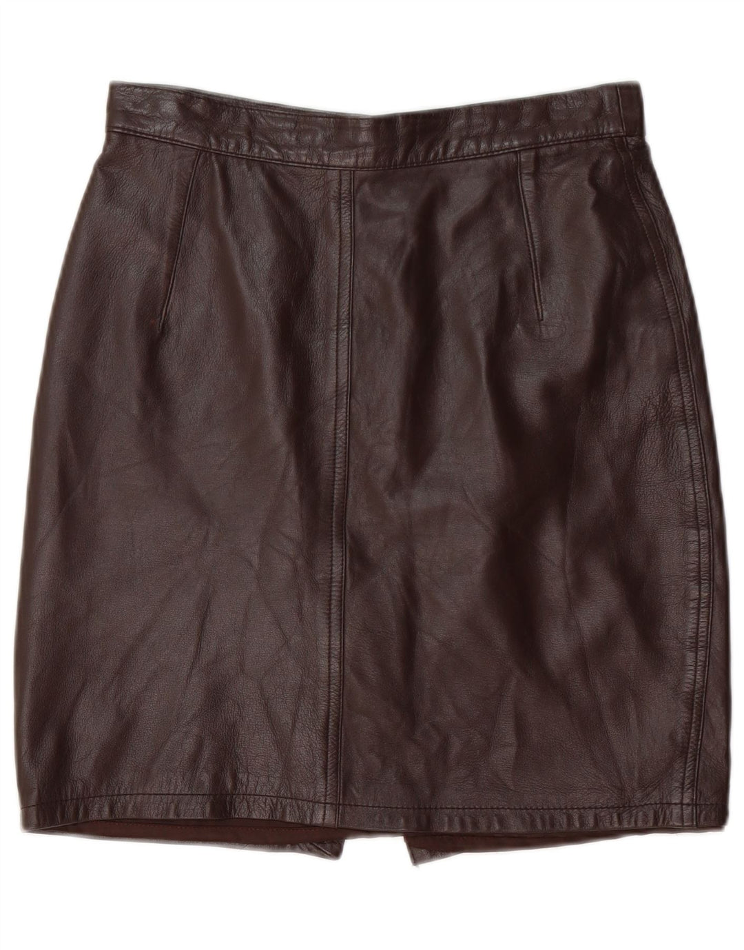 Saia feminina de couro VINTAGE IT 44 médio W28 couro marrom