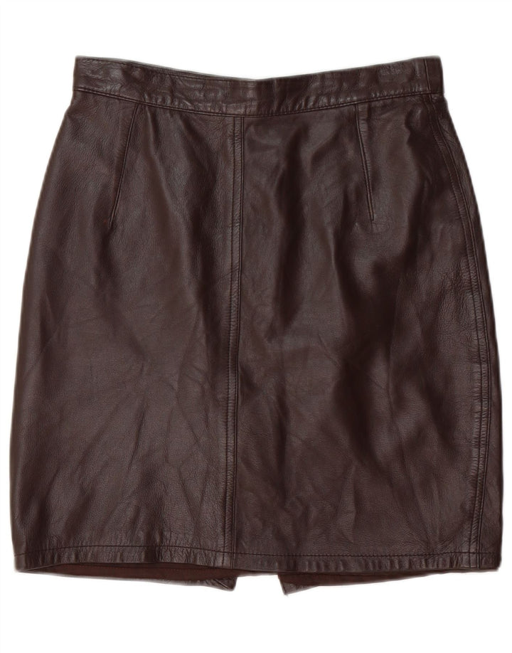 Saia feminina de couro VINTAGE IT 44 médio W28 couro marrom