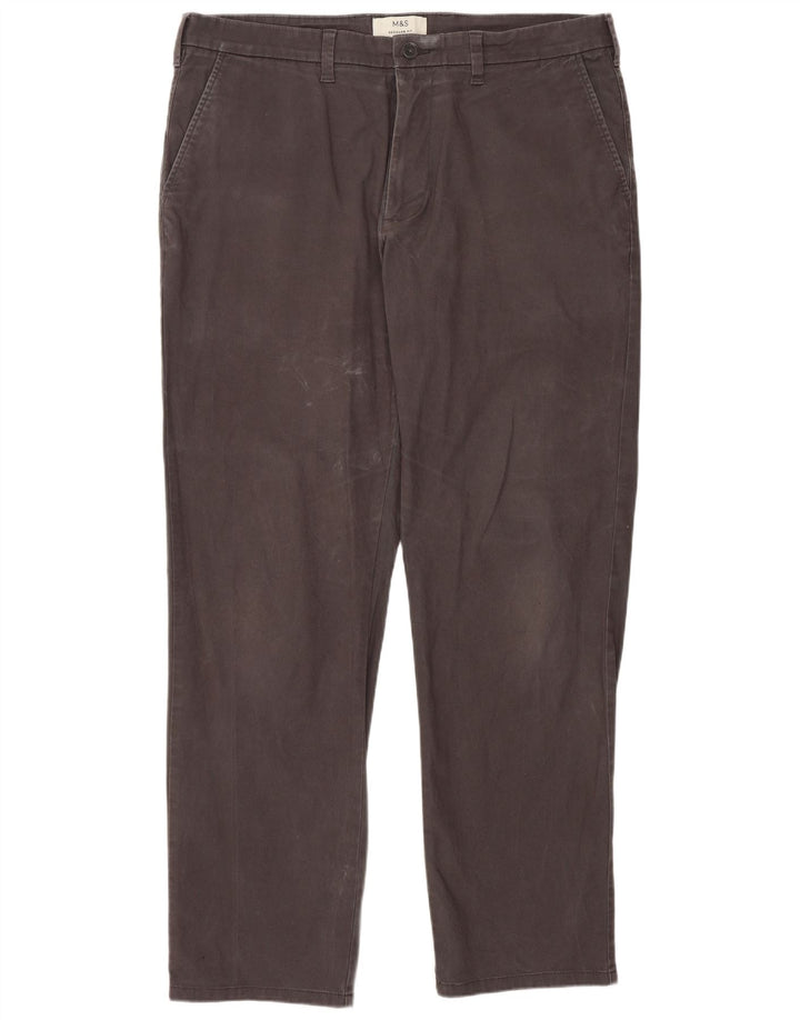 Calça chino masculina Marks & Spencer reta regular fit W36 L31 cinza