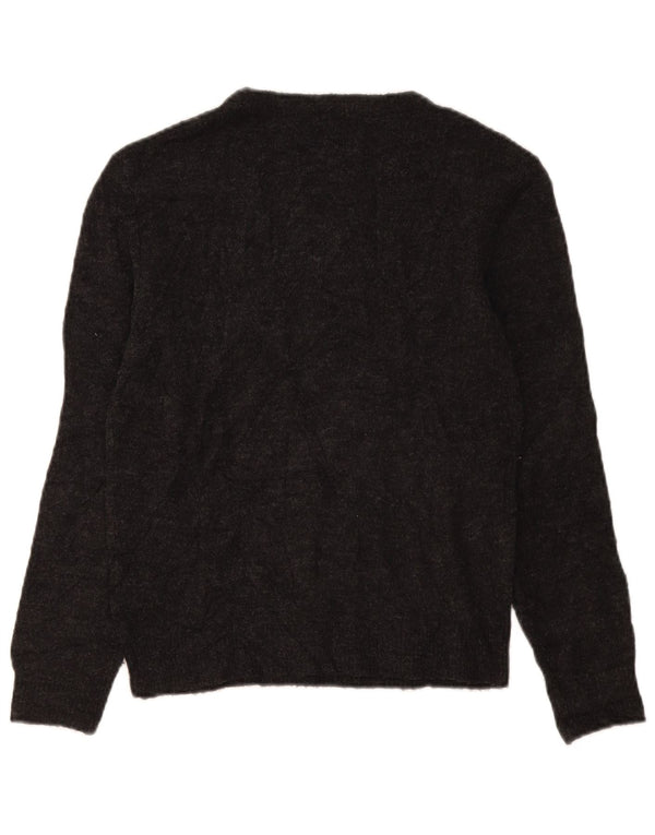 Marks & Spencer Womens Graphic Boat Neck Jumper Sweater UK 10 Small Grey