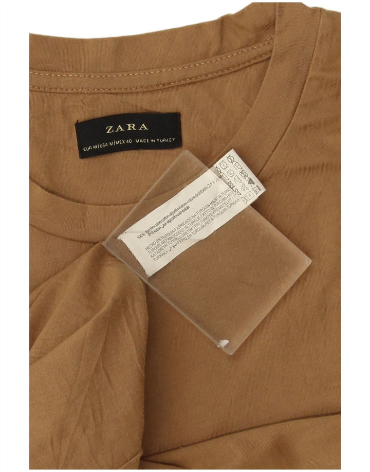 Camiseta masculina Zara Top médio algodão bege