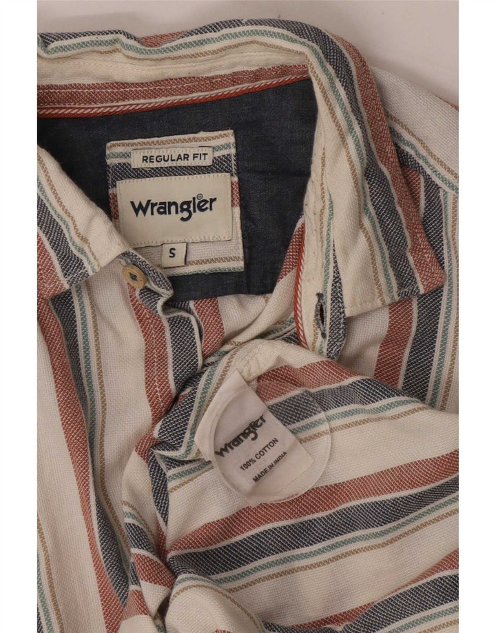 Camisa masculina Wrangler Regular Fit pequena listrada multicolorida de algodão