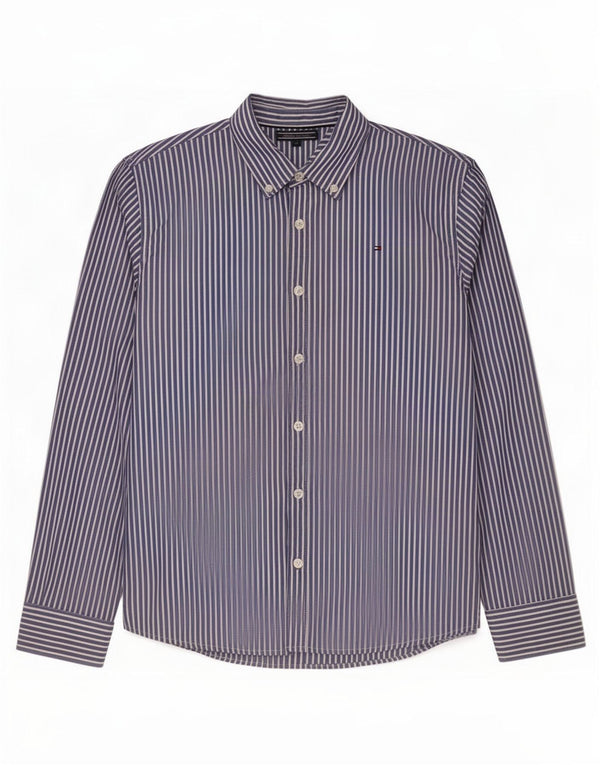 Camisa masculina Tommy Hilfiger 13-14 anos algodão listrado azul