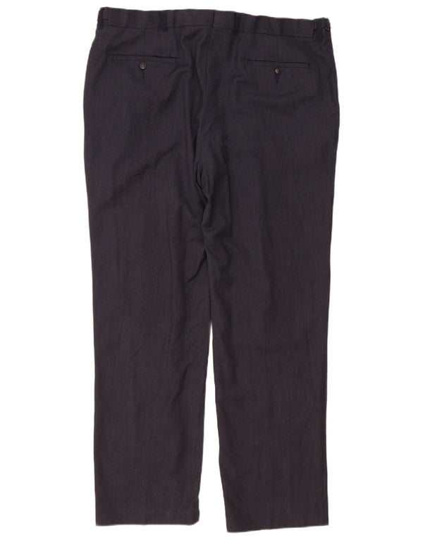 Calça masculina de ajuste regular Marks & Spencer W42 L33 lã azul marinho