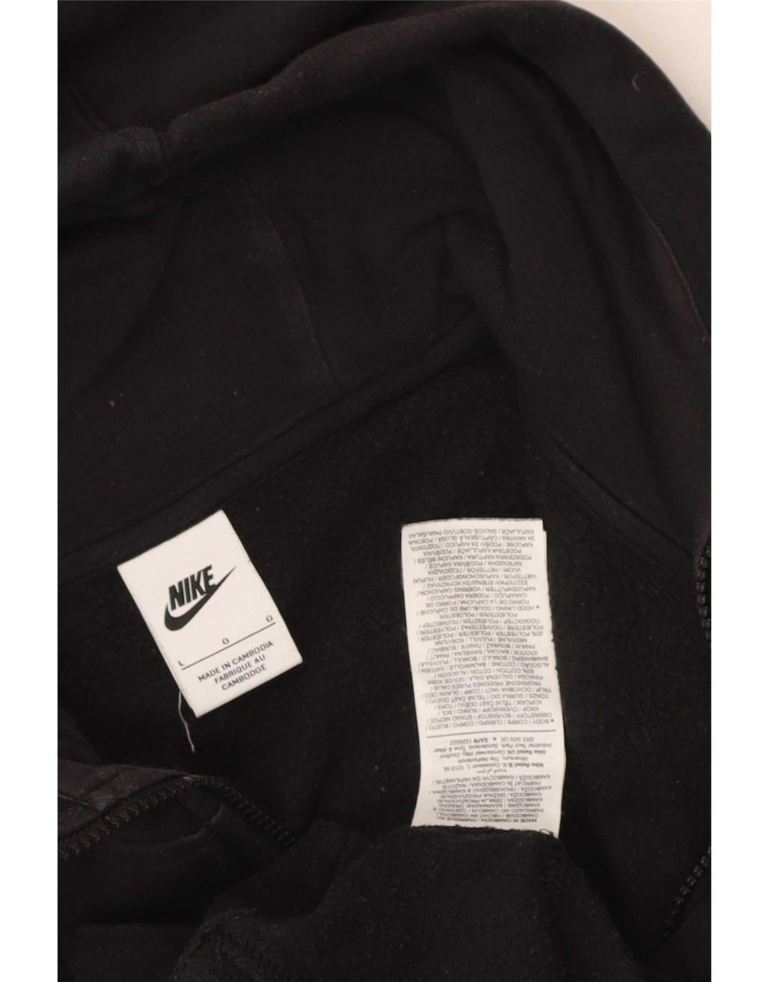 Suéter Nike masculino com capuz e zíper grande de algodão preto