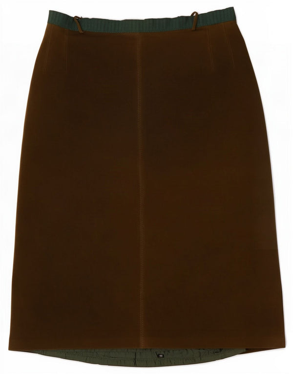 Saia feminina vintage de camurça média W28 cáqui