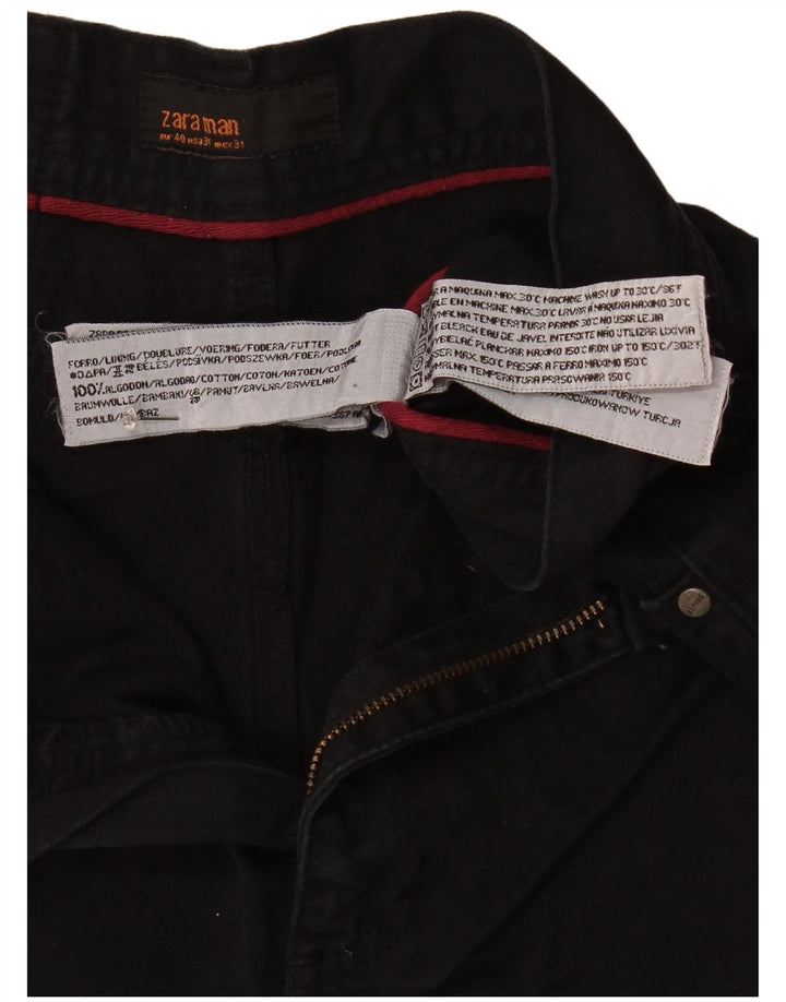 Zara Mens Straight Jeans EU 40 Médio W31 L32 Algodão Preto