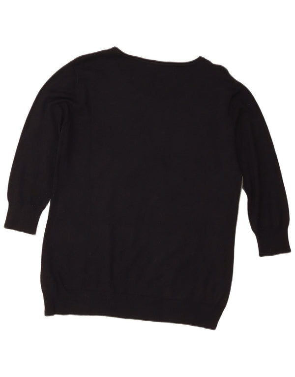 Guess Suéter feminino oversized com gola canoa e gola redonda Reino Unido 6 XS preto