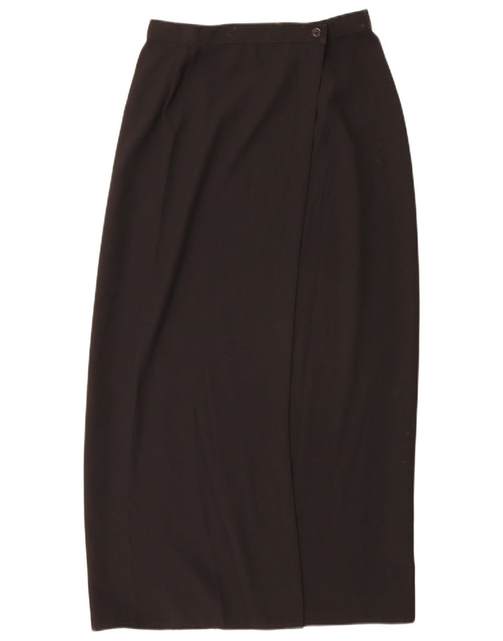 Saia envolvente feminina Marks & Spencer Reino Unido 12 médio W28 poliéster preto