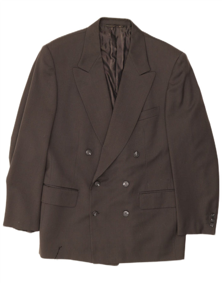 Jaqueta blazer masculina vintage com peito duplo IT 50 grande lã cinza