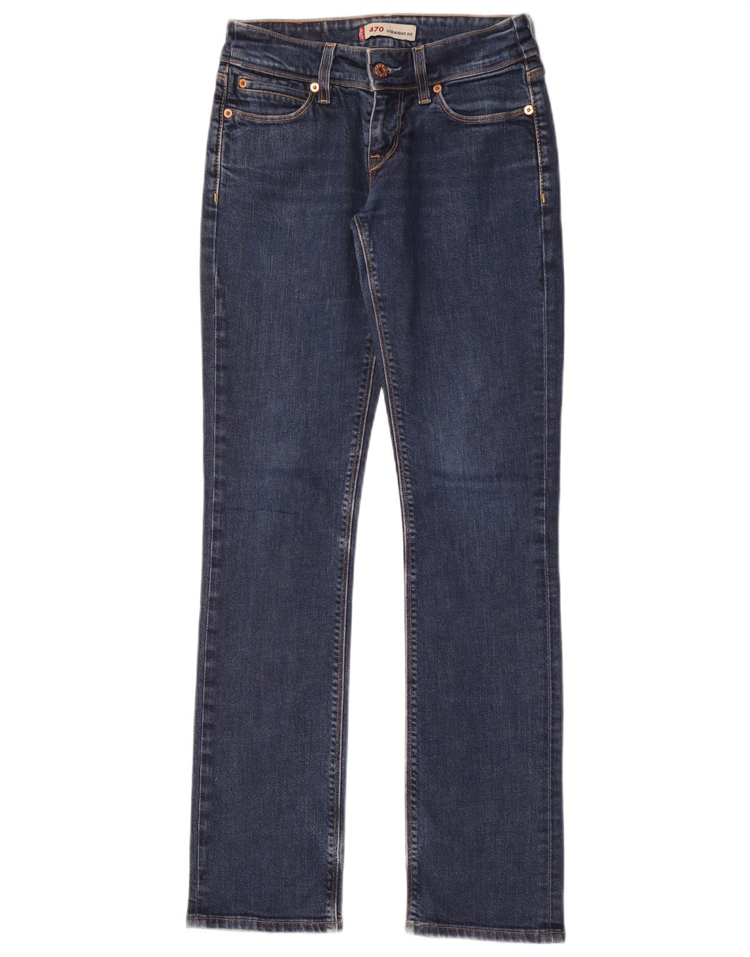 Calça jeans feminina Levi's 470 Straight W28 L34 azul algodão