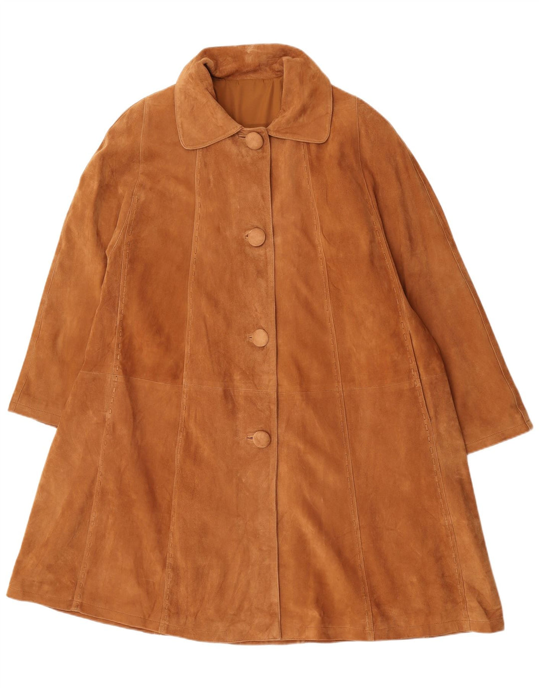 Sobretudo feminino vintage de camurça grande IT 46 grande marrom