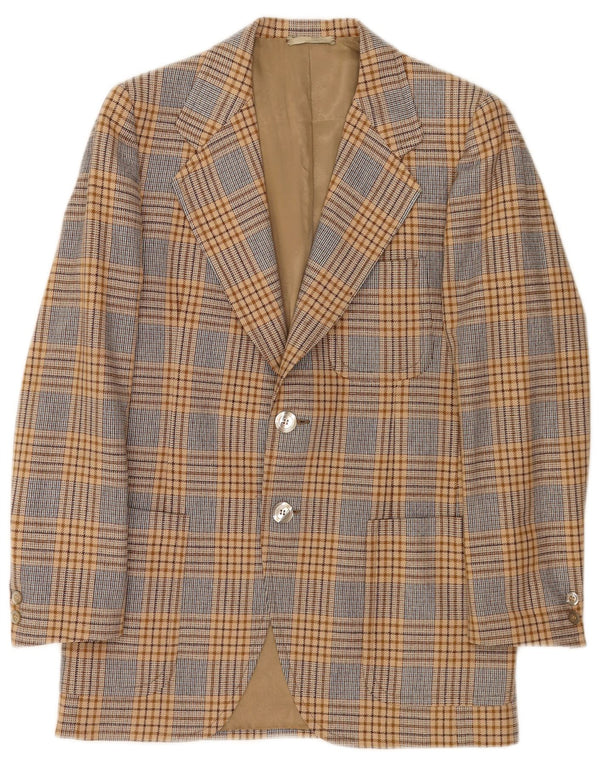 Jaqueta blazer masculina vintage com 2 botões UK 36 pequena marrom houndstooth