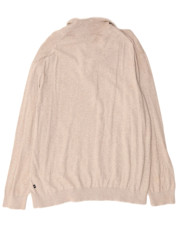 Suéter masculino Nautica com zíper e gola 2XL algodão manchado cinza