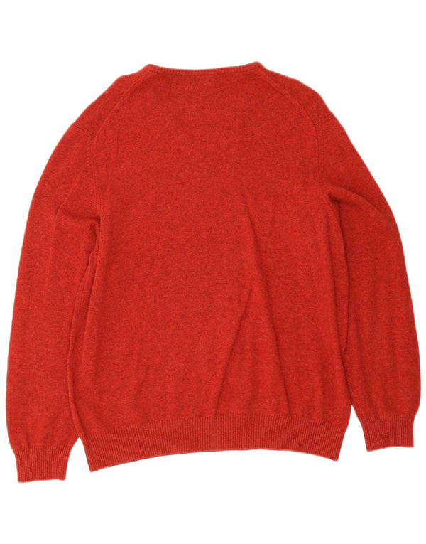 Suéter masculino Massimo Dutti com decote em V 2XL caxemira vermelha