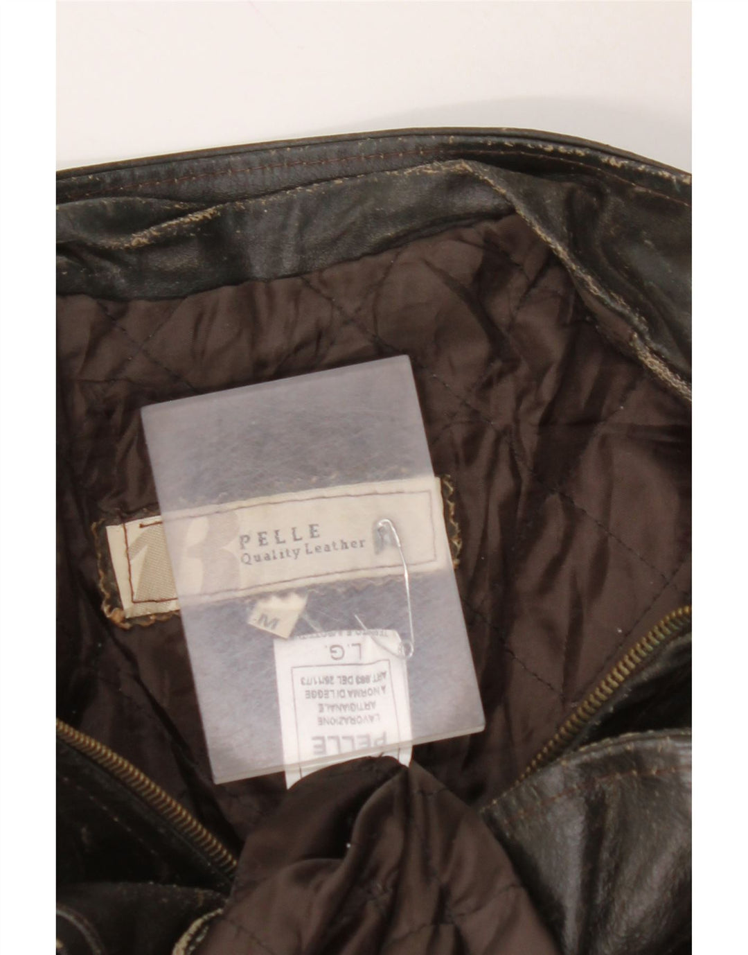 Jaqueta feminina de couro VINTAGE manga 3/4 Reino Unido 14 couro marrom médio