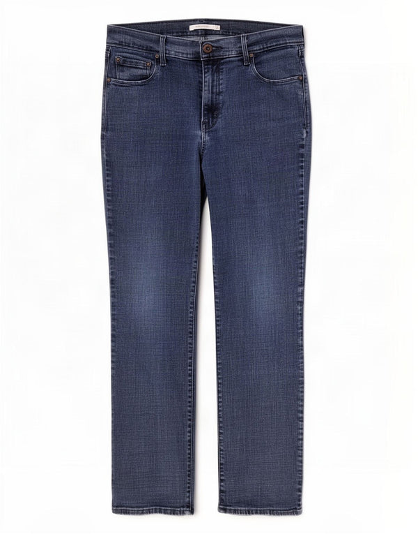 Calça jeans feminina Levi's 505 Straight W31 L30 azul marinho algodão