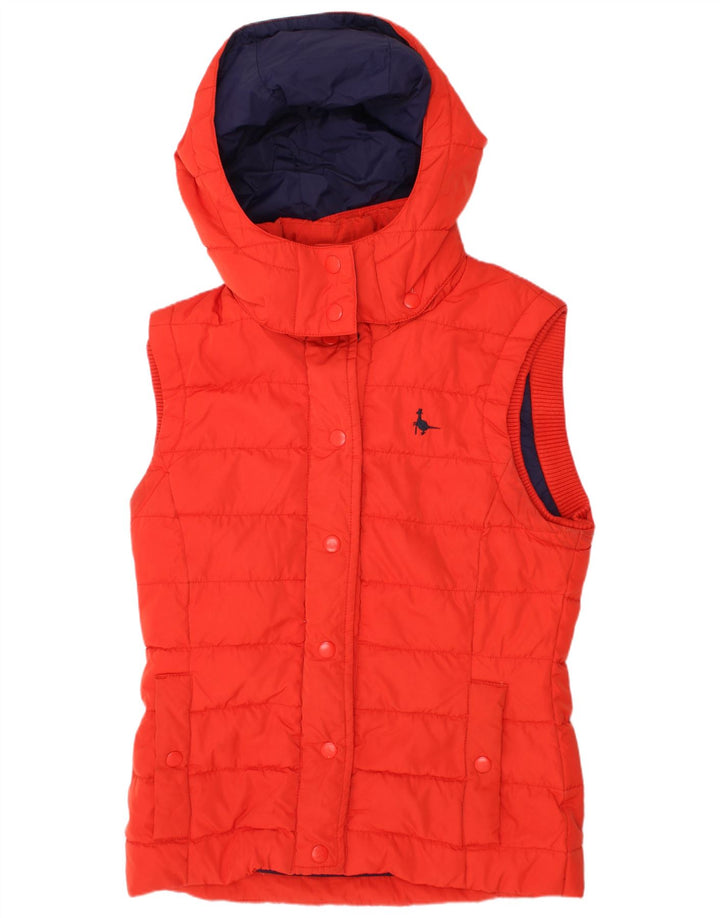 JACK WILLS Colete acolchoado com capuz feminino UK 8 pequeno poliéster vermelho