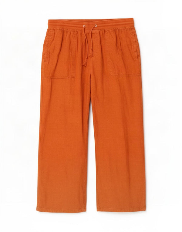 Calça feminina Marks & Spencer com perna larga cortada Reino Unido 14 grande W34 L26 marrom