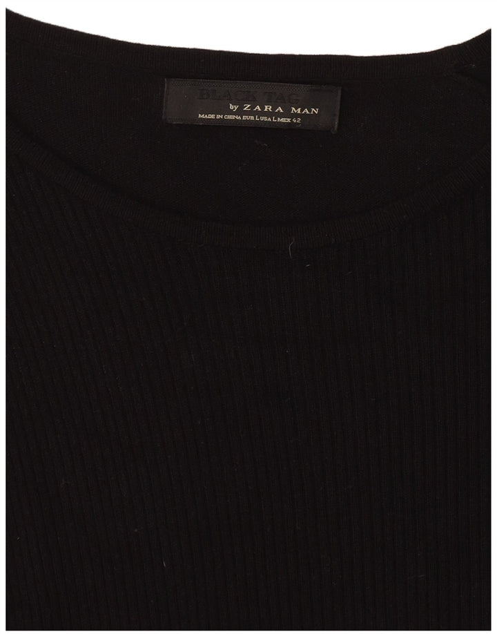 Zara Suéter masculino com gola canoa grande preto