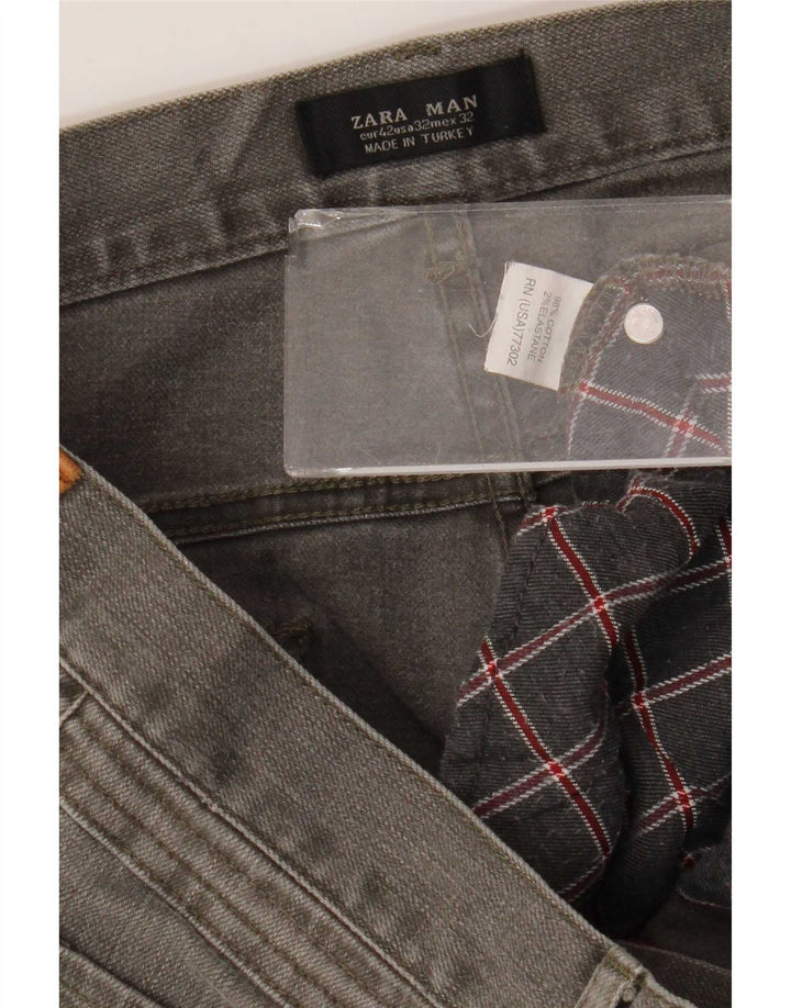 Zara Mens Straight Jeans EU 42 Grande W32 L31 Cinza Algodão