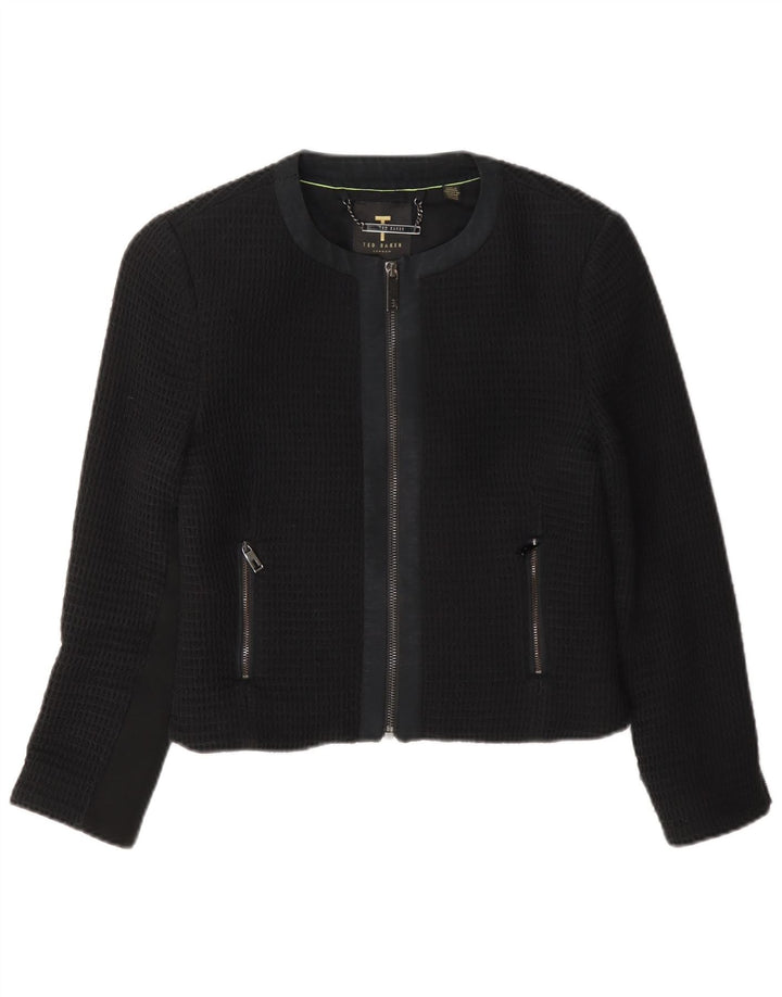 Jaqueta Bolero feminina Ted Baker tamanho 1 XS algodão preto