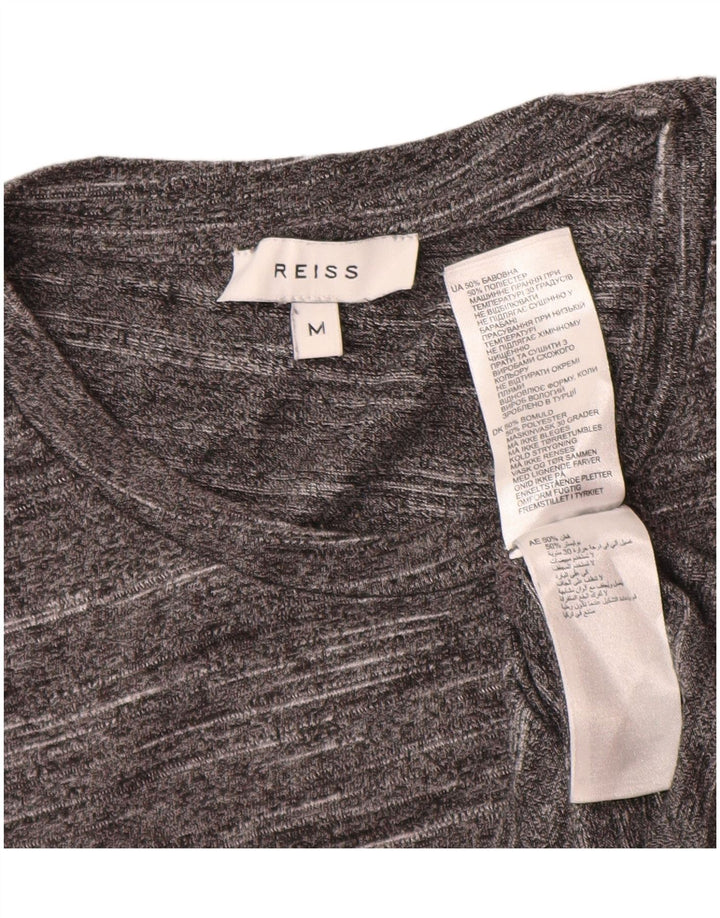 Camiseta masculina Reiss Top algodão manchado cinza médio